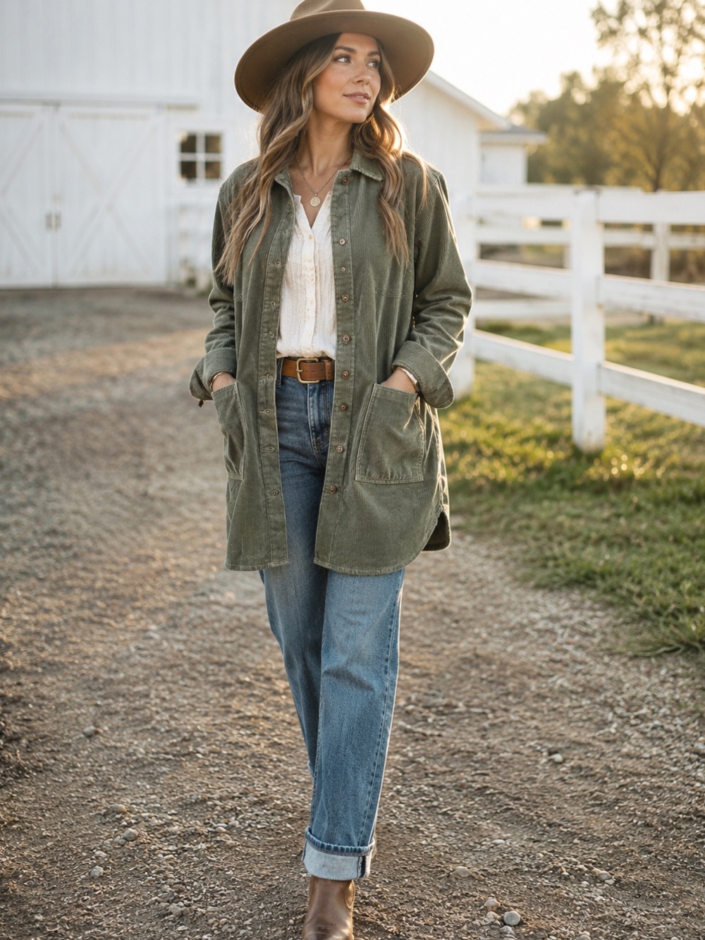 GAP Corduroy Button Front Long Jacket Medium Utility Chore Barn Chic Granola